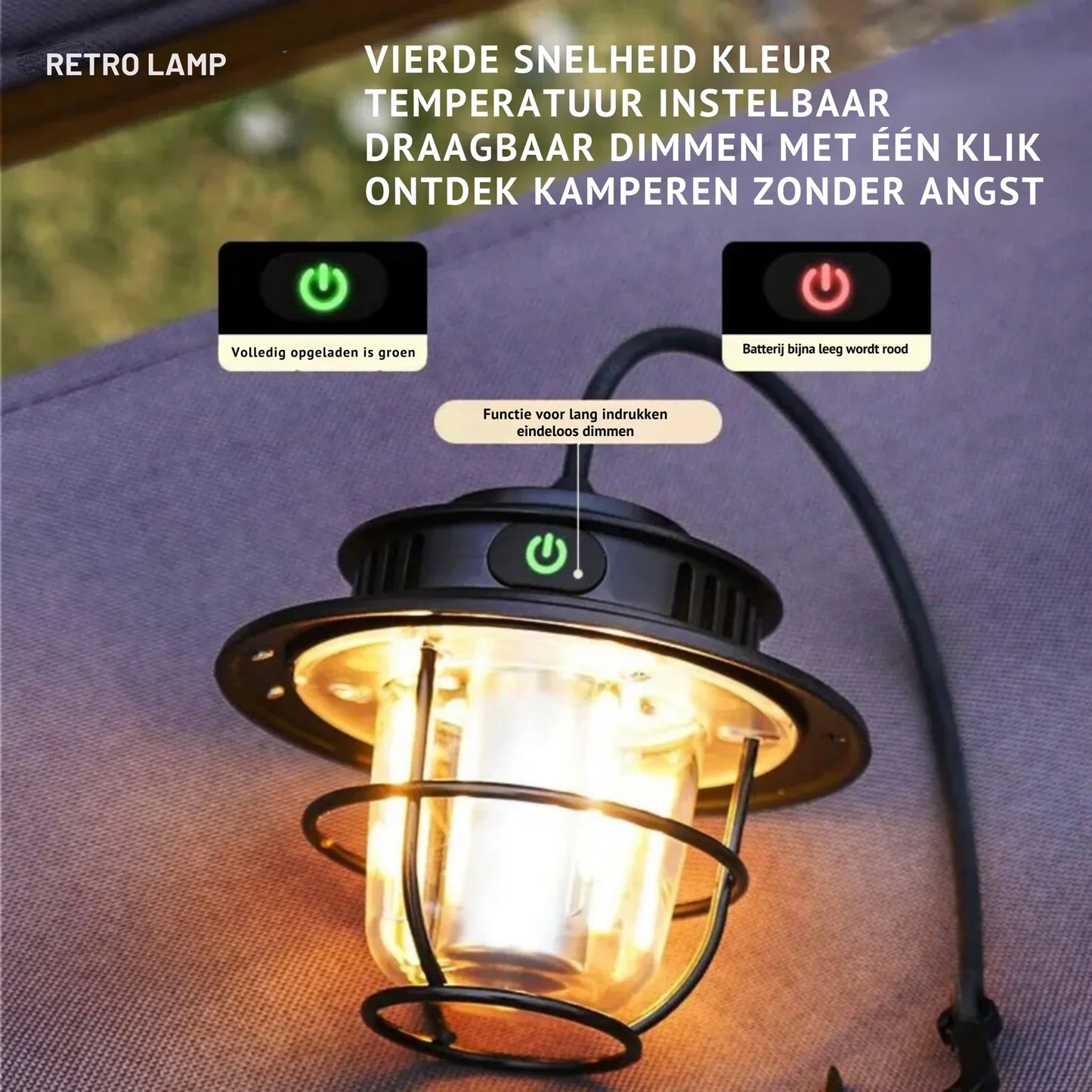 Uppladdningsbar LED-campinglampa