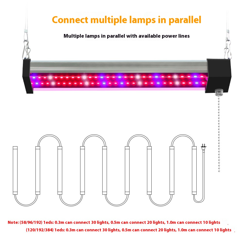 LED växtlampa med fullspektrum-belysning och dragknapp för optimal växttillväxt