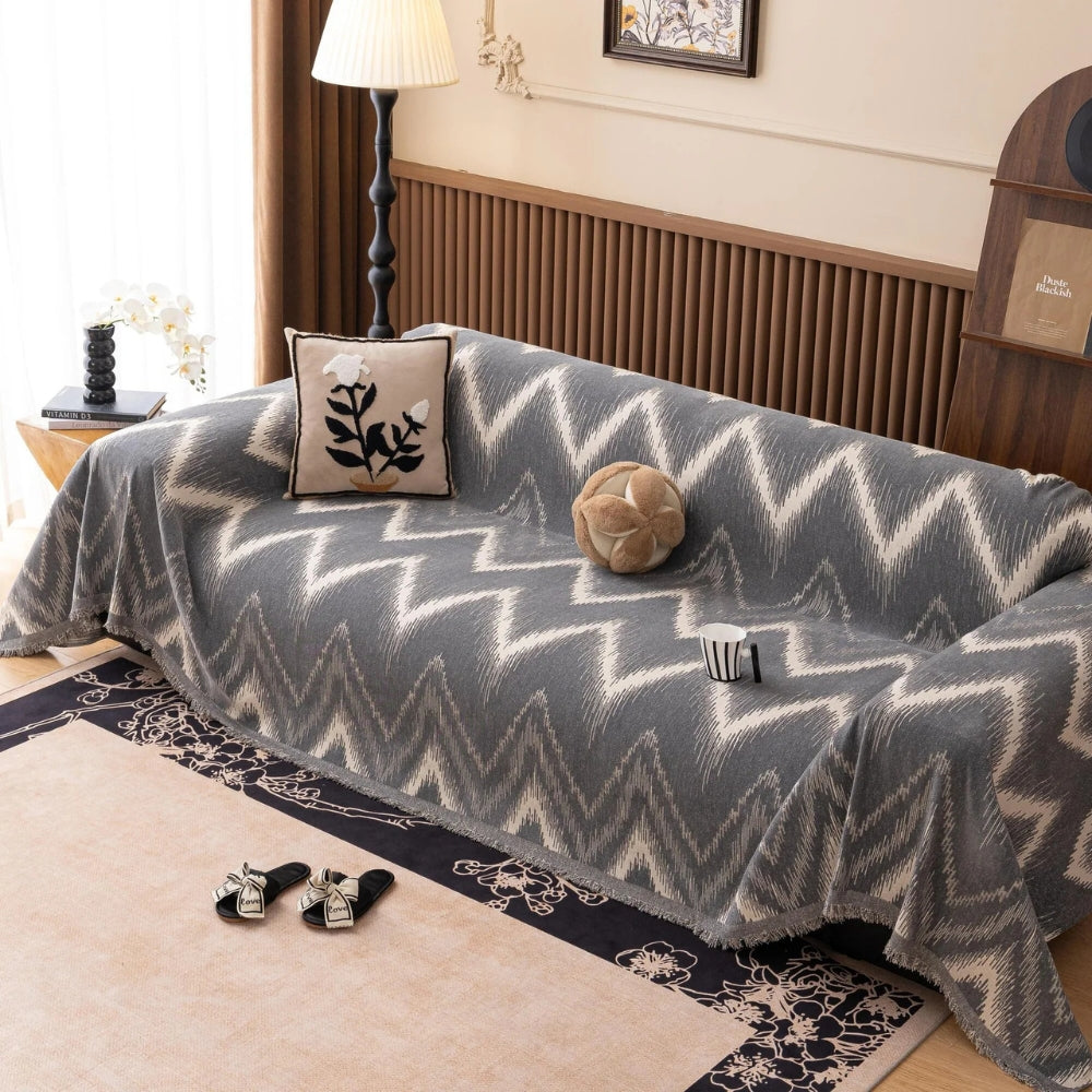 Ockra Streak Texturerat Sofföverdrag