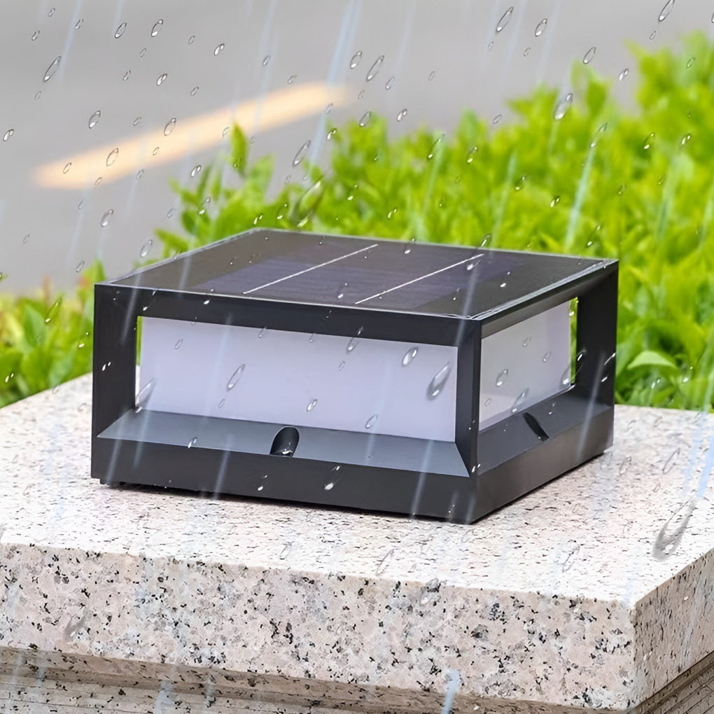 Trädgård Solar LED Postlampa Svart Aluminium