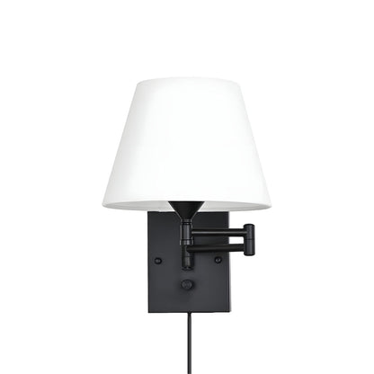 1-lampa Plug-In Svängarm Vägglampa med Linne Skärm