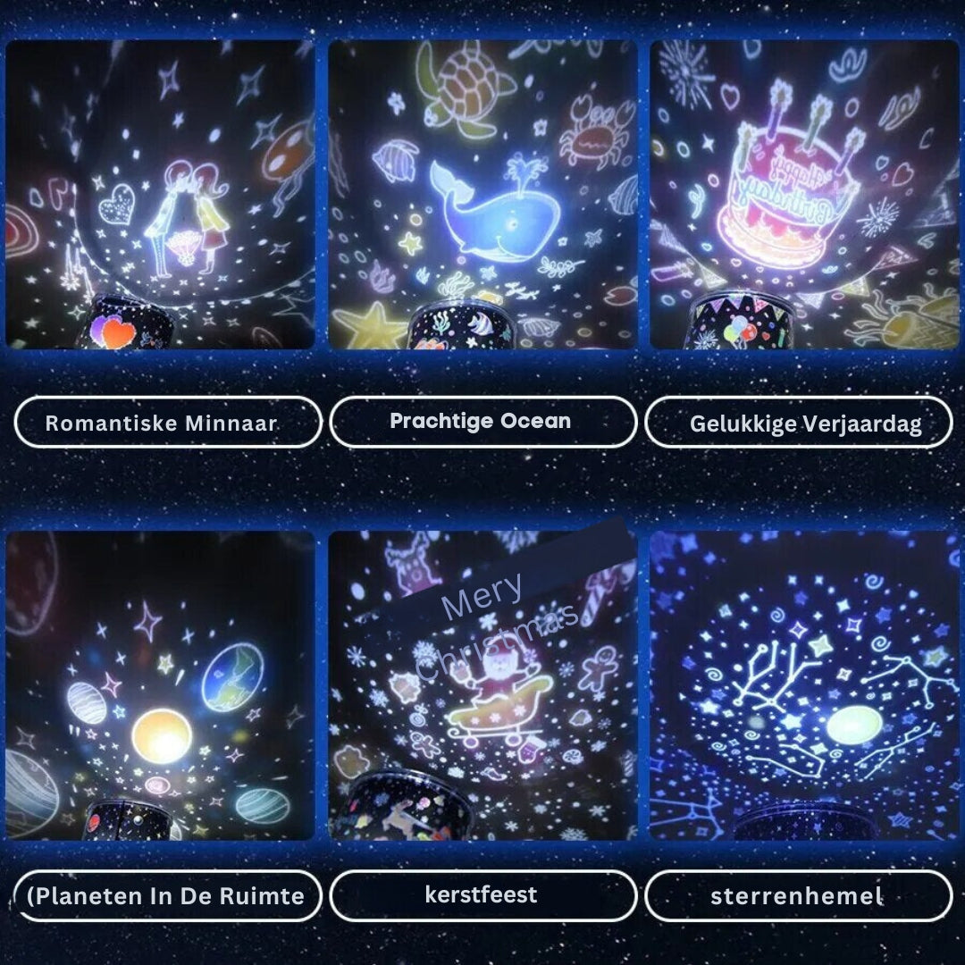 NightSky - Lugnande Nattljus Med Flera Ljus Effekter för Barn