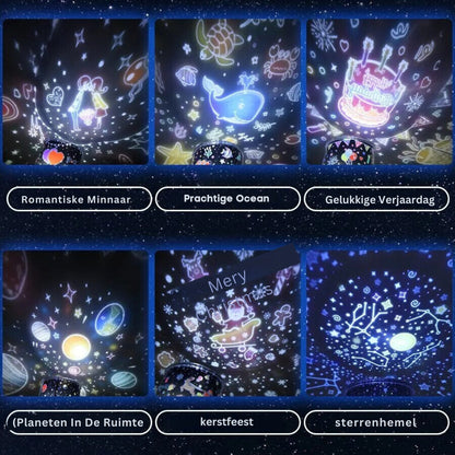 NightSky - Lugnande Nattljus Med Flera Ljus Effekter för Barn