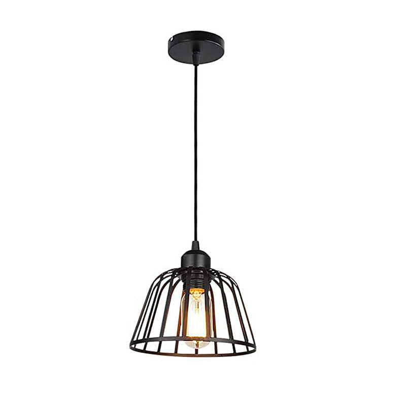 1/3-Ljuskälla Svart Liten Järnbur LED Industriell Stil Retro Kronljusstake