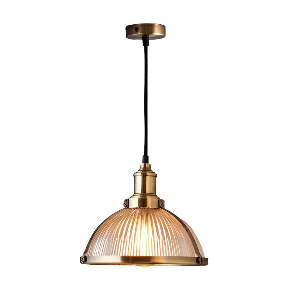 1-Ljus Retro Hänglampa med Randig Glasöverkappa