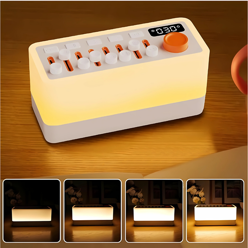 Carvallo – Vit ljudmaskin med nattljus och Bluetooth-högtalare för avkoppling