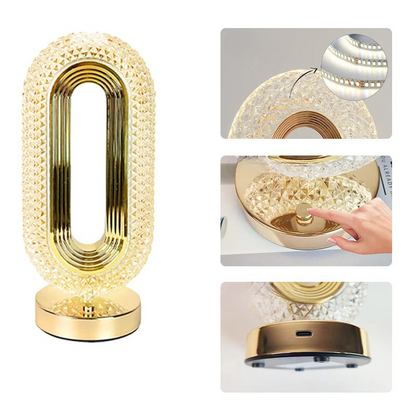 Carvallo - Bordsdämpad bordslampa i kristallakryl med touch-dimmer