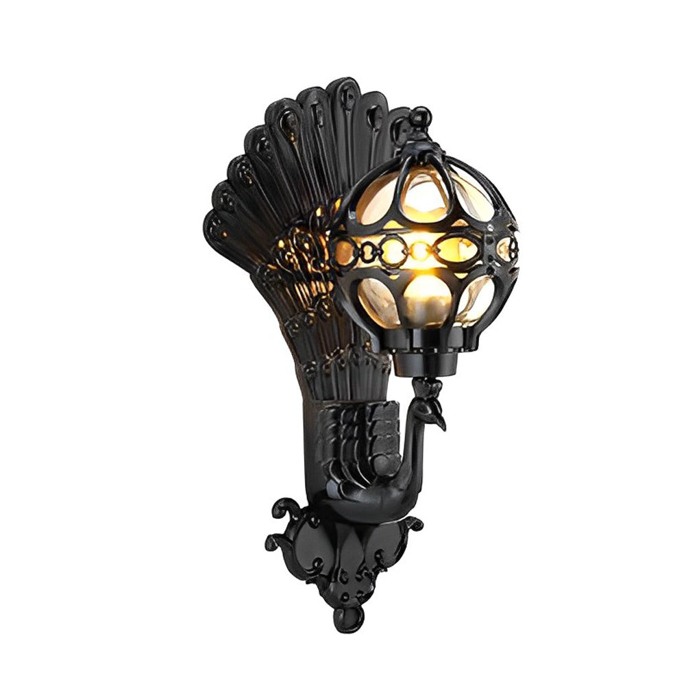 Utomhusvägglampa med vintage påfågeldesign