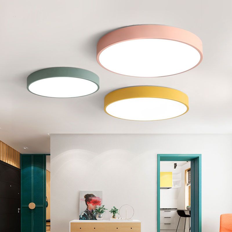 Elysia Modern Rund LED Taklampa Rosa Grå Metall Vardagsrum