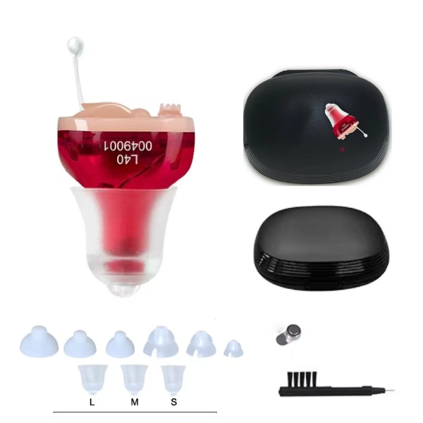 Uppladdningsbart osynligt hörhjälpmedel för vuxna