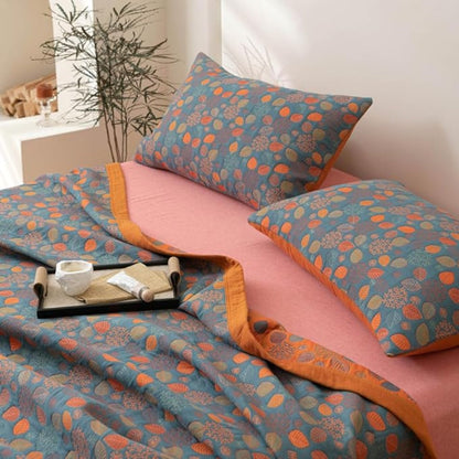 Rustik Blommig Bomullsfilt