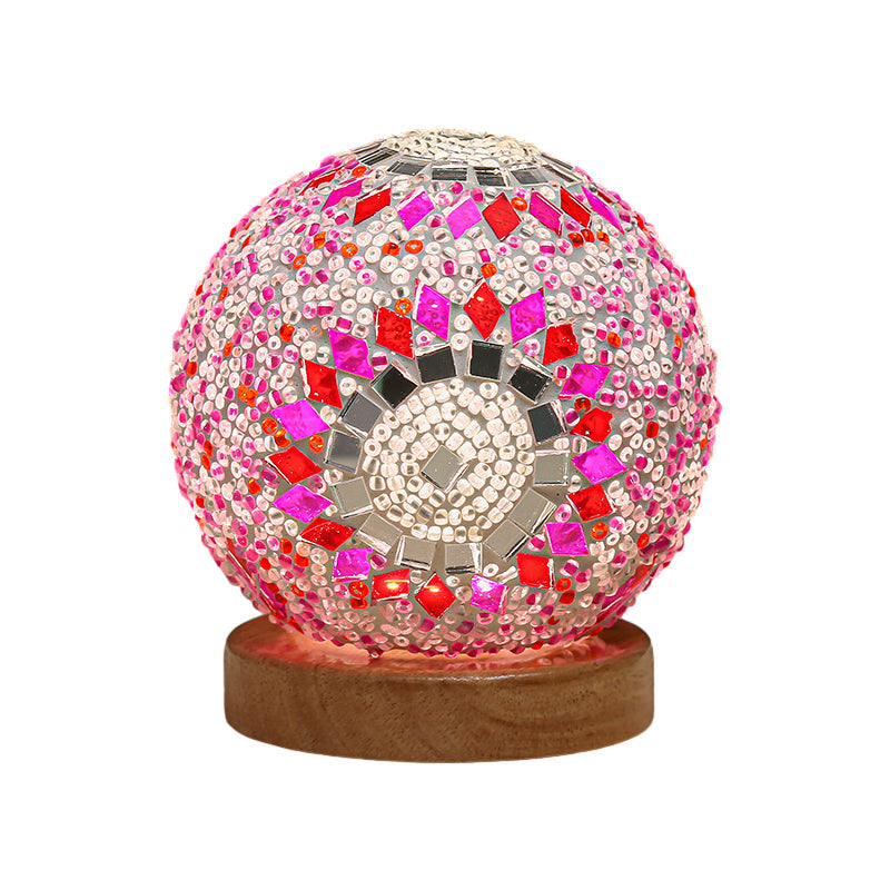 GloedNest - Sferisk LED Dimbar Glas Bohemisk Barock Bordslampa Mosaik Nattljus 3.9