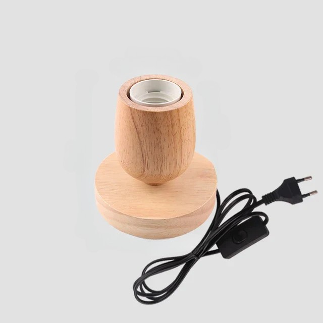 RetroWood - Trä Bordslampa med Ljusboll för Stämningsfull Belysning