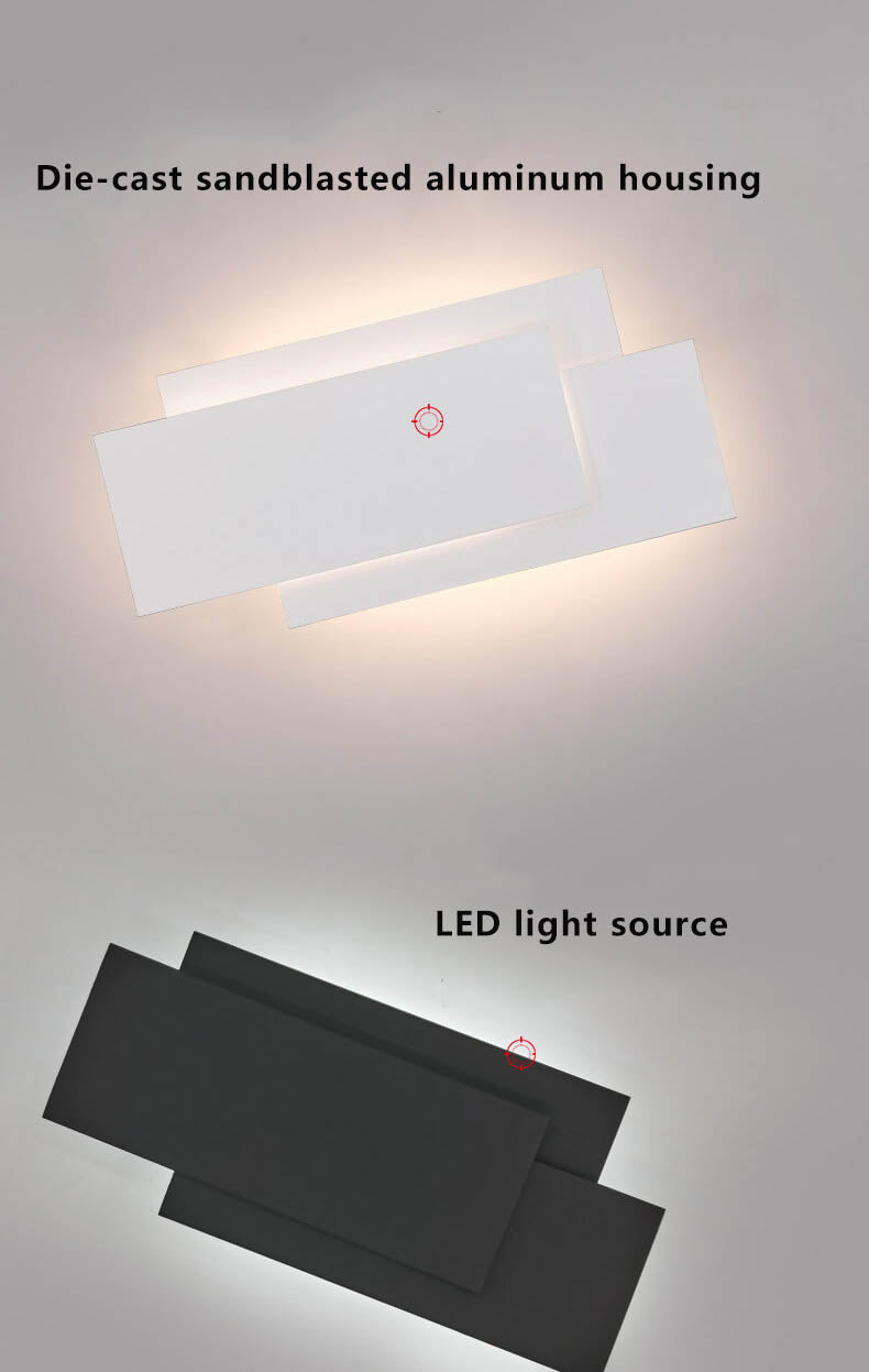 Minimalistisk fyrkantig, staplad LED-vägglampa i aluminium