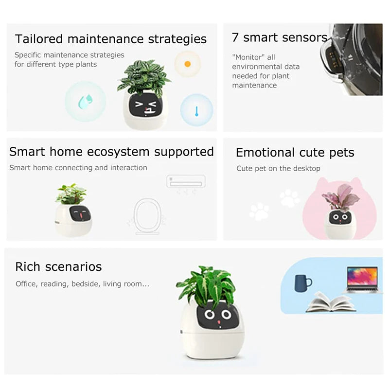 Smart Sensors Planter - 7 Smart Sensors och Ai Chips Gör Att Odla Växter Enkelt och Roligt för Vardagsrummet