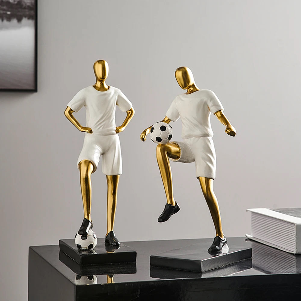 Abstract fotbollsspelare figur i unik heminredning och konstnärlighet