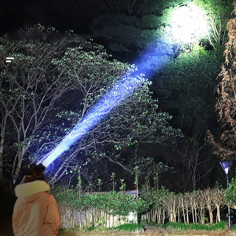 Bredstrålande LED-huvudlampa med powerbank-funktion och USB-laddningsport