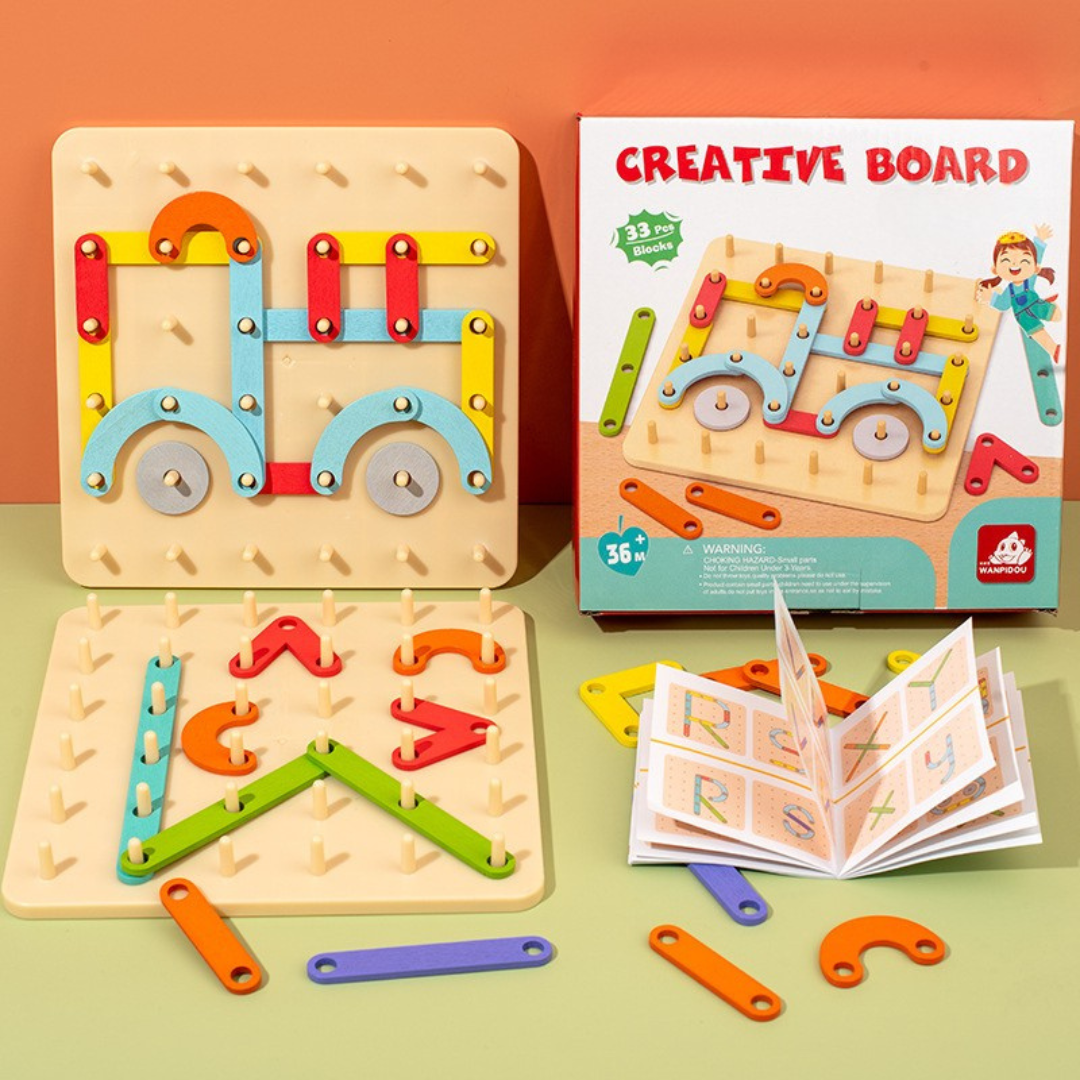 Kreativ Montessori trä nagel pussel leksak