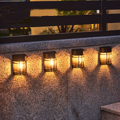 Utomhusvägglampa med glas och galler – LED trädgår belysning, väderbeständig för terrass &amp; balkong