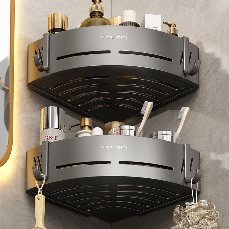 Utrymme Aluminium Ingen-Borr Badrum Hörnhylla – Snabb Dränering & Stark Belastningstålighet