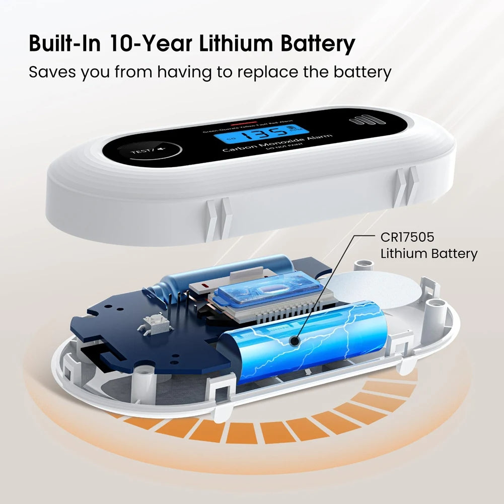 Koldioxiddetektor – 10-års batteri CO-alarm med LCD