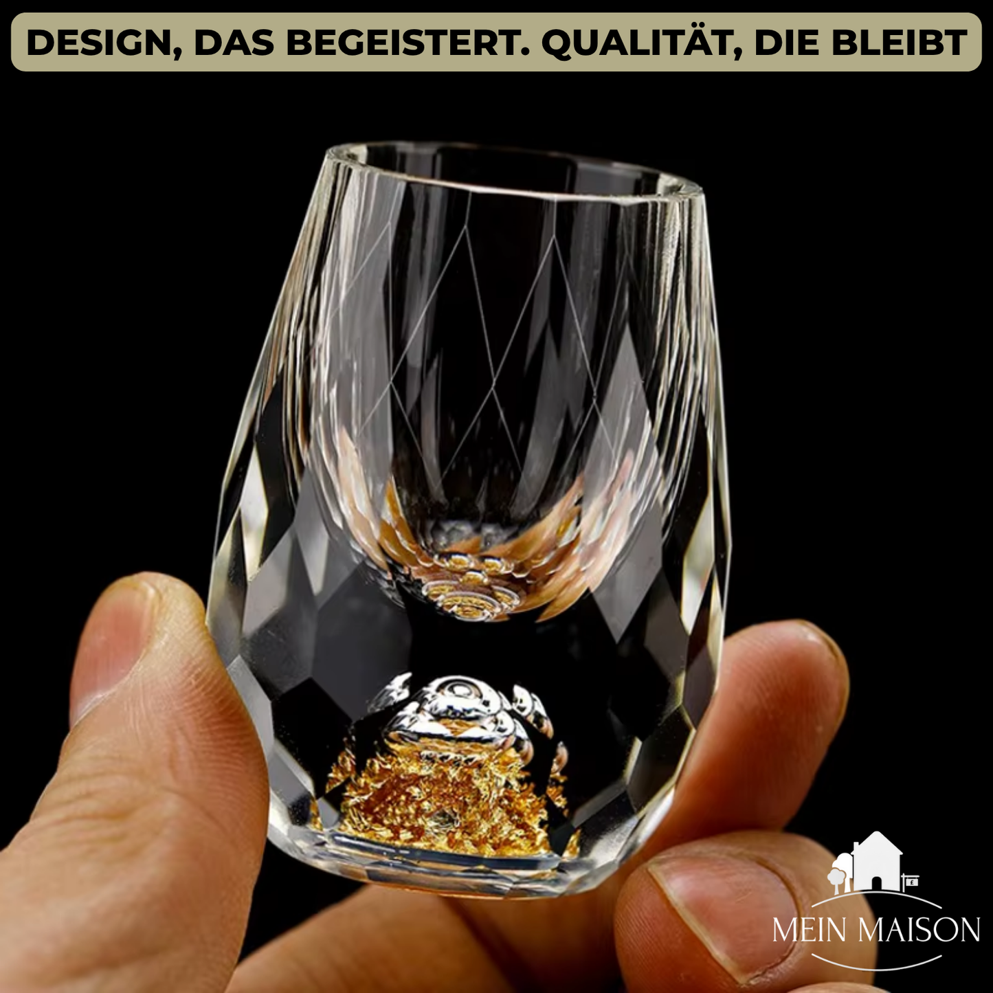 Carvallo-Snapsglas GemChisel | Luksuriös design med paljetter | Stabil & handslipad | 10 ml