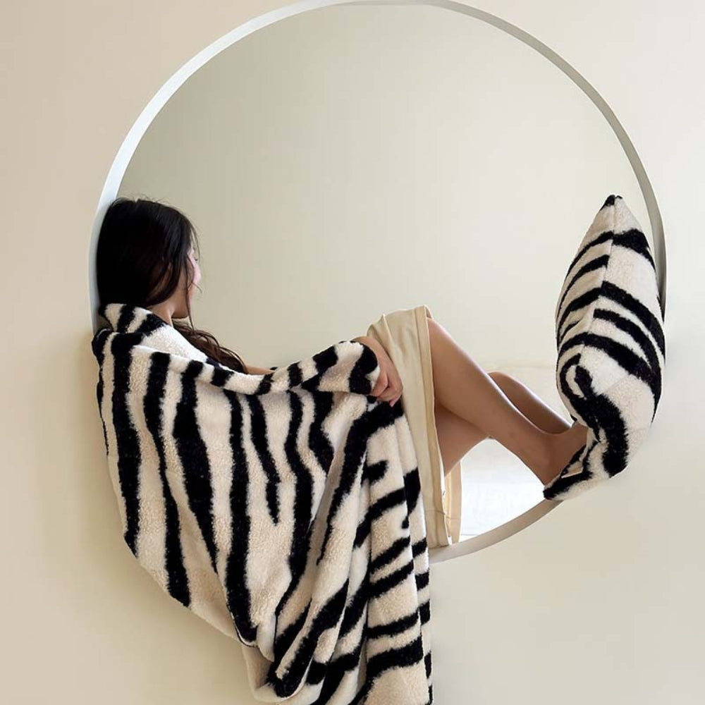 Zebra Print Lyxig Fuskpälsfilt