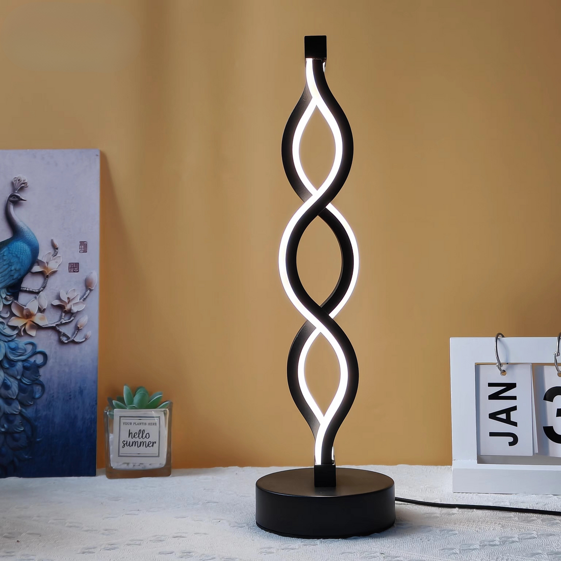 SeaWave - Unik Aluminium Skrivbordslampa med Dimbart LED-Ljus