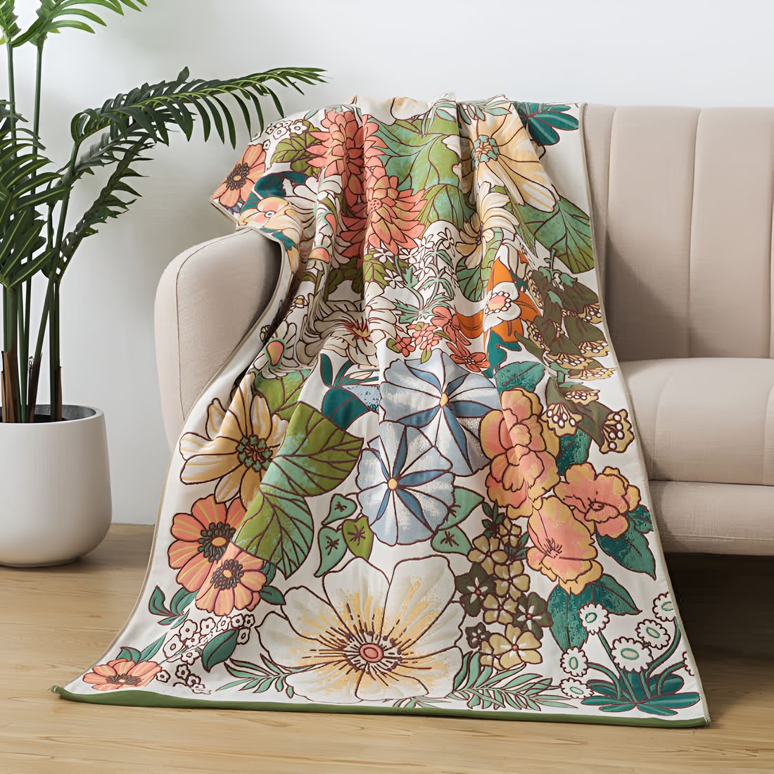 Tropisk Blommig Mjuk Handduk