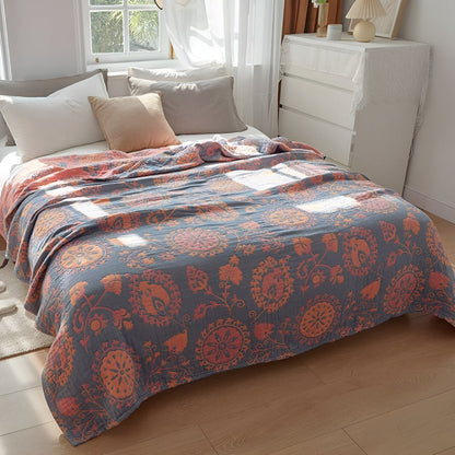 Rustik blomster bomull vändbar filt