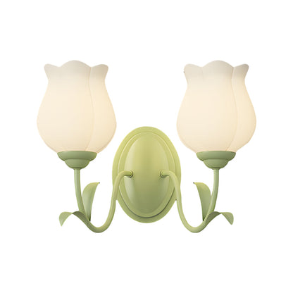 1/2-Ljuskronor Blomster Glas Tre-Stegs Dimbar Grön Vägglampa