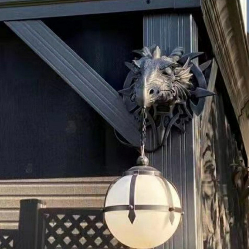 Royallure Dragon Head Wall Mount Hanging Lamp - 18 cm Unik Fantasi Dekor