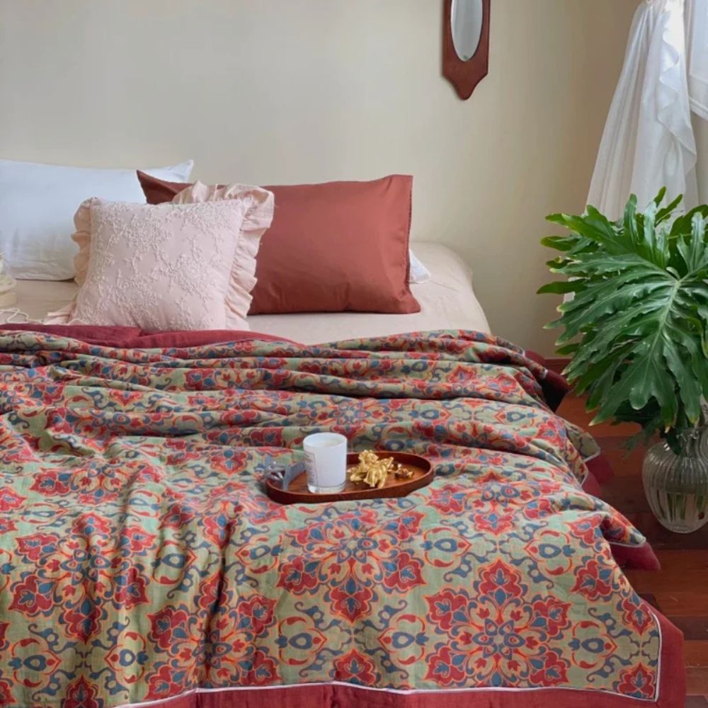 Livlig Arv Blommig Sommertäcke