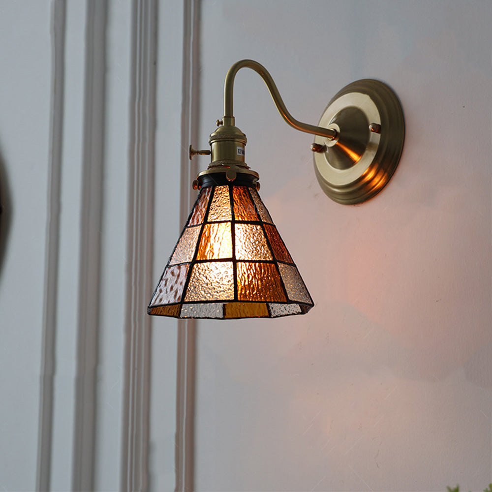 Vägglampa med vintage glas skugga armatur