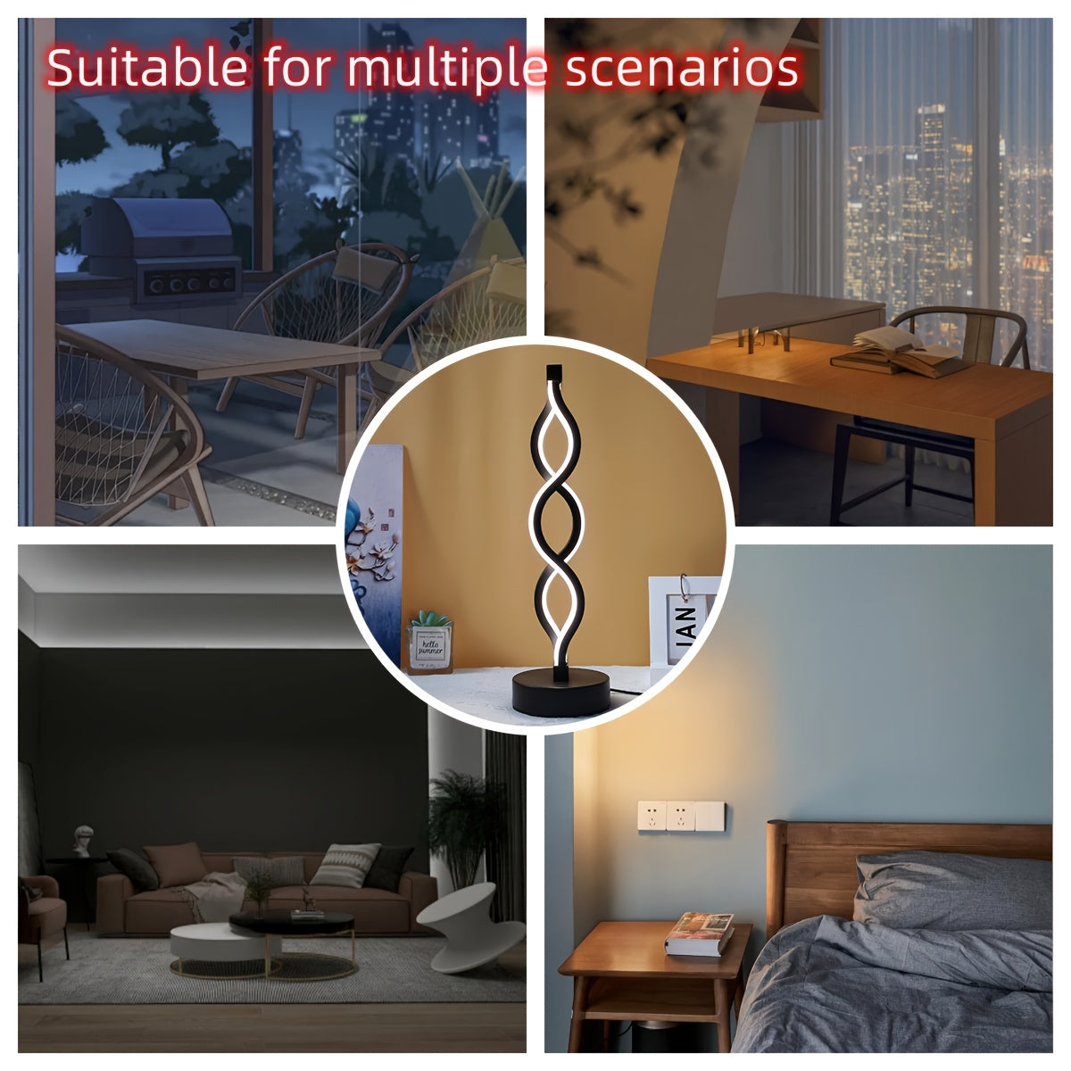 SeaWave - Unik Aluminium Skrivbordslampa med Dimbart LED-Ljus