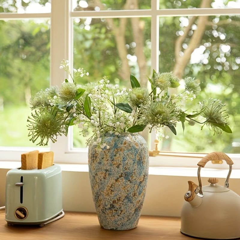 Unik Vintage Keramik Vas – Handgjord Blå Stengods för en Äkta Look