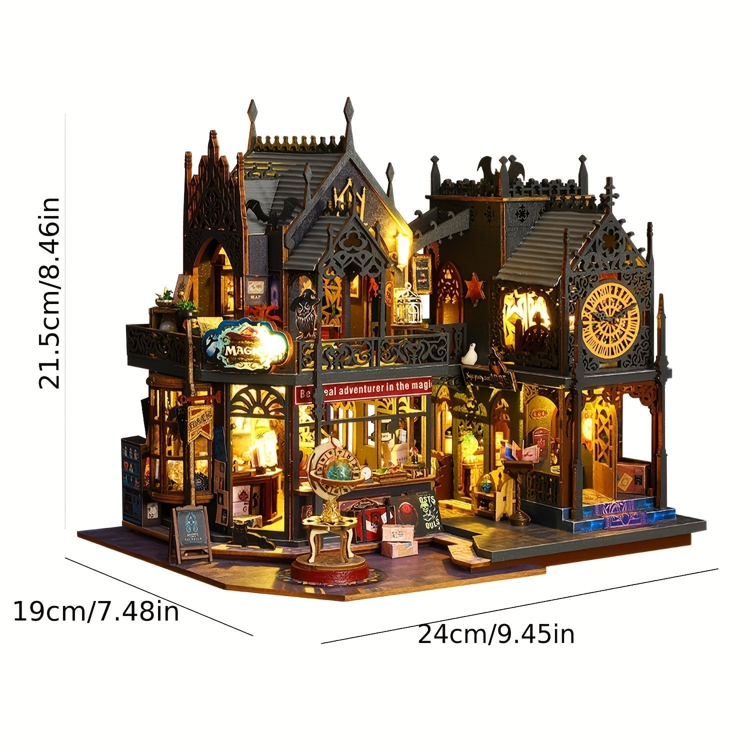 Fängslande Bokhus – 3D Trä Puzzle med Magisk Belysning