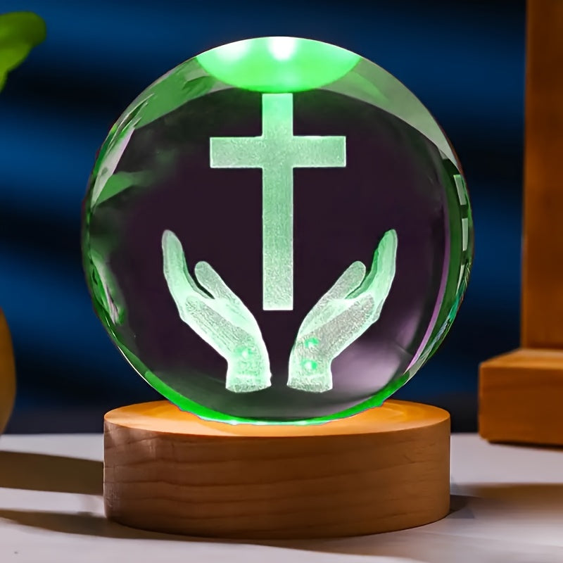 CrystalGlow - Traditionell 3D Graverad Kristall Nattlampa