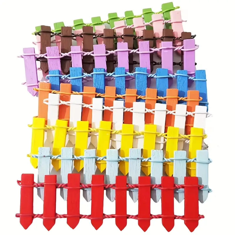 Miniatyr trädgårdsgärde i trä – Färgglad dekoration för feuträdgård och modellbygge