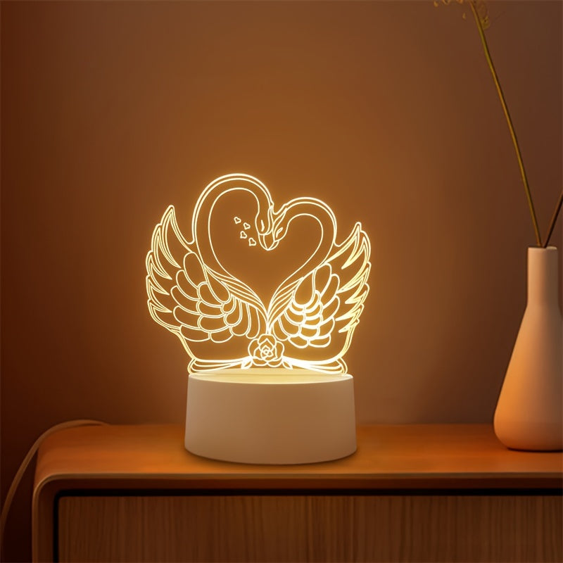 ZwaanLicht - USB-driven 3D LED Bordslampa med Akrylram