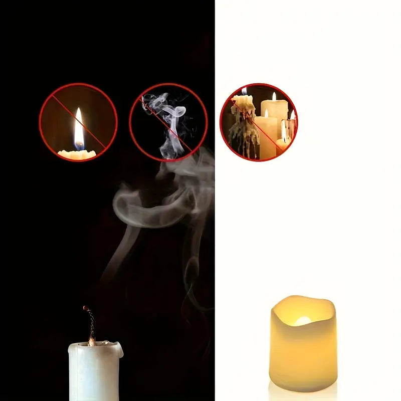 Halloween &amp; Jul LED Teeljus Set – 24 flamefria ljus med glitter &amp; varmt ljus