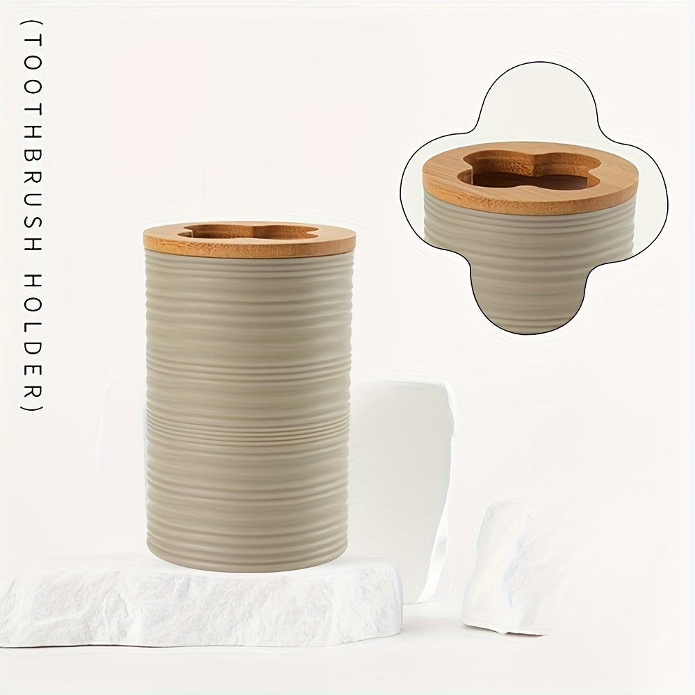 Modern badrumset med bambuakenter – Organiserat och elegant i ett