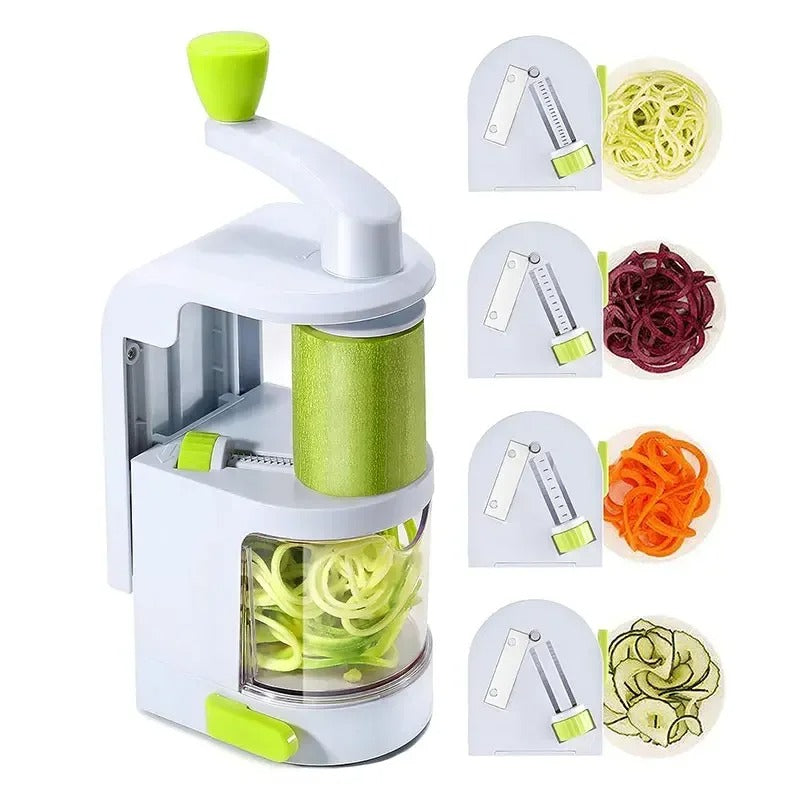 4 i 1 Rotera Skärblad Grönsak Spiralizer Nudelmaskin Med Suga kopp