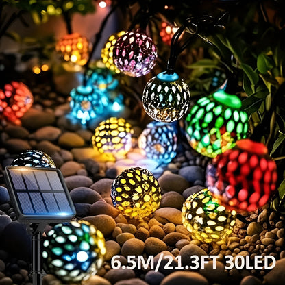 Solbollar ljus i marockansk stil – Färgglada LED-strängljus för trädgård och balkong