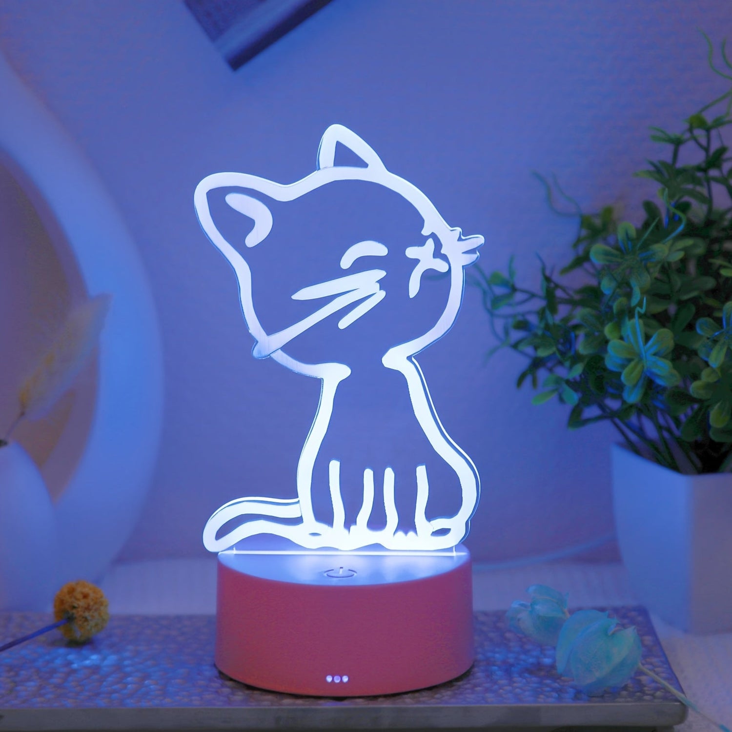 GlowPaw - Beröringsstyrd 3D Katt Nattlampa