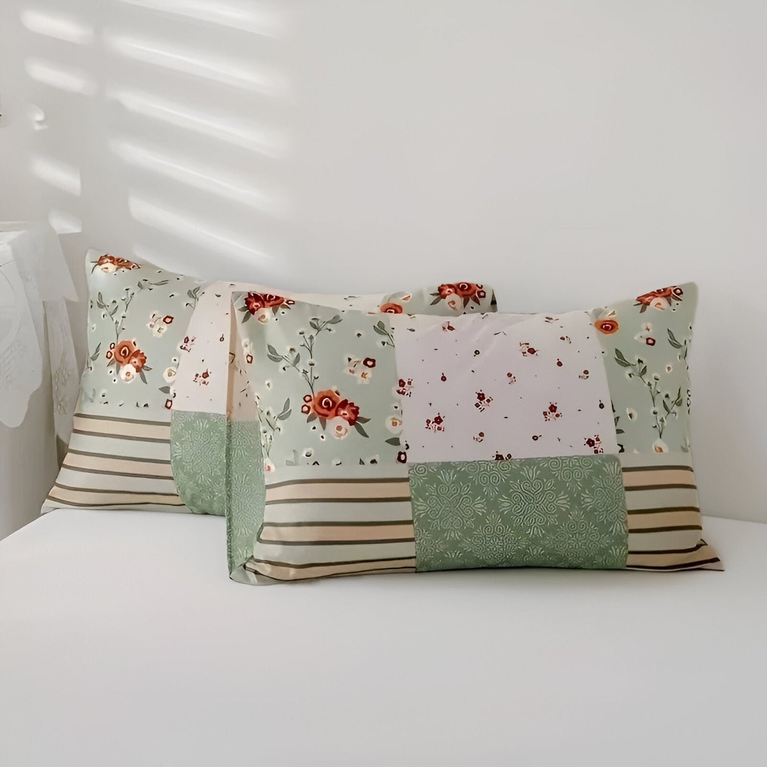 GeoBloom Duntäcke Set - Eleganta Blommiga &amp; Geometriska Sängklädsset