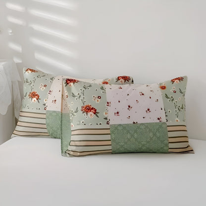 GeoBloom Duntäcke Set - Eleganta Blommiga &amp; Geometriska Sängklädsset