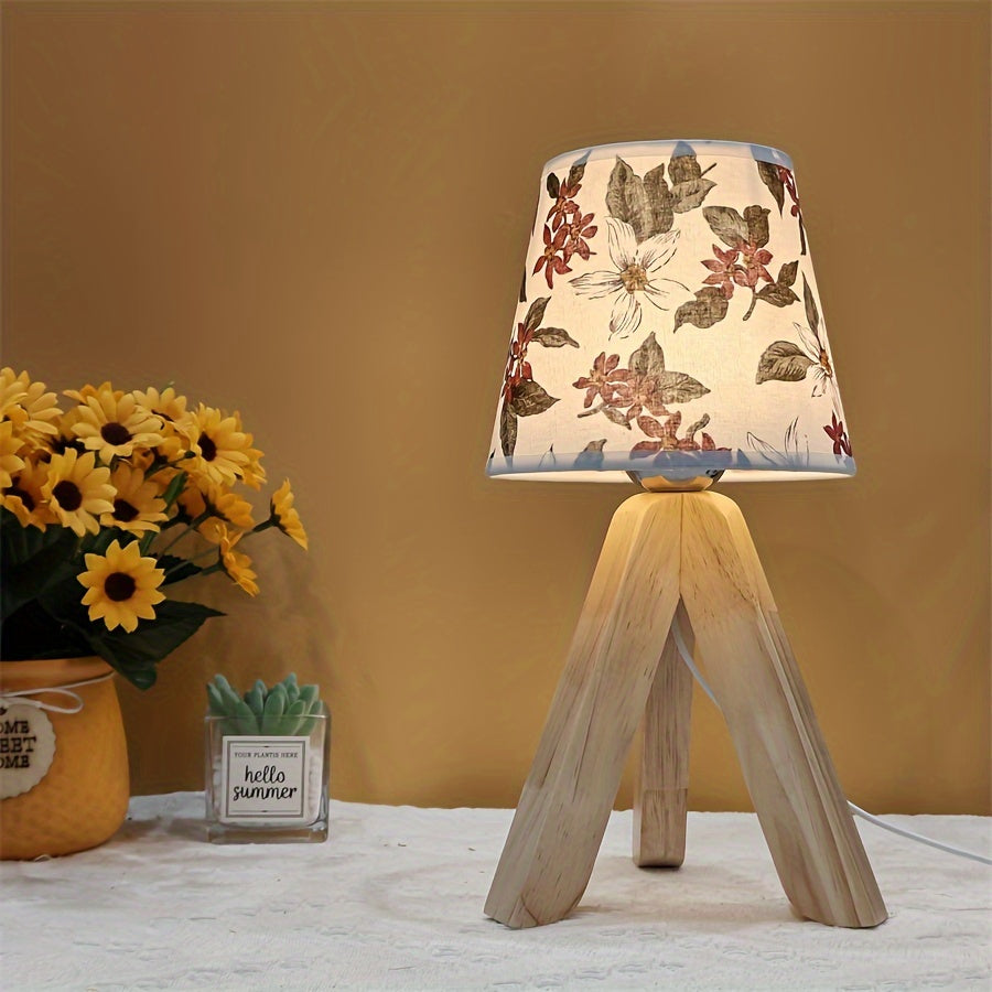 BloemLamp - Modern LED Bordslampa med Träbas, USB Driven