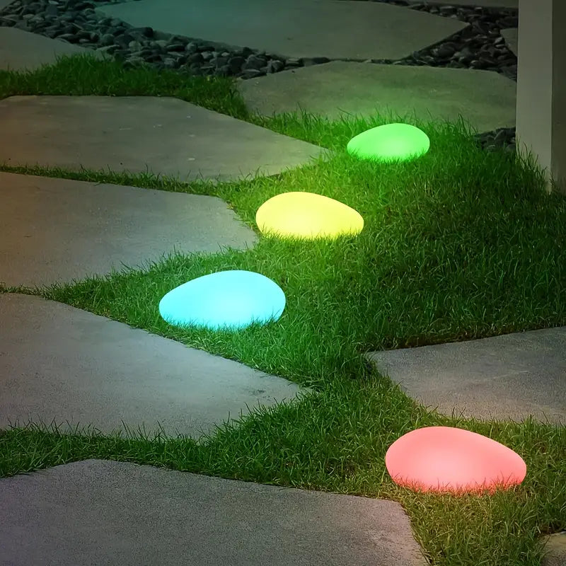 Luminösa trädgårdsstenar med färgbyte – Dekorativa LED stenlampor för utomhus och trädgård