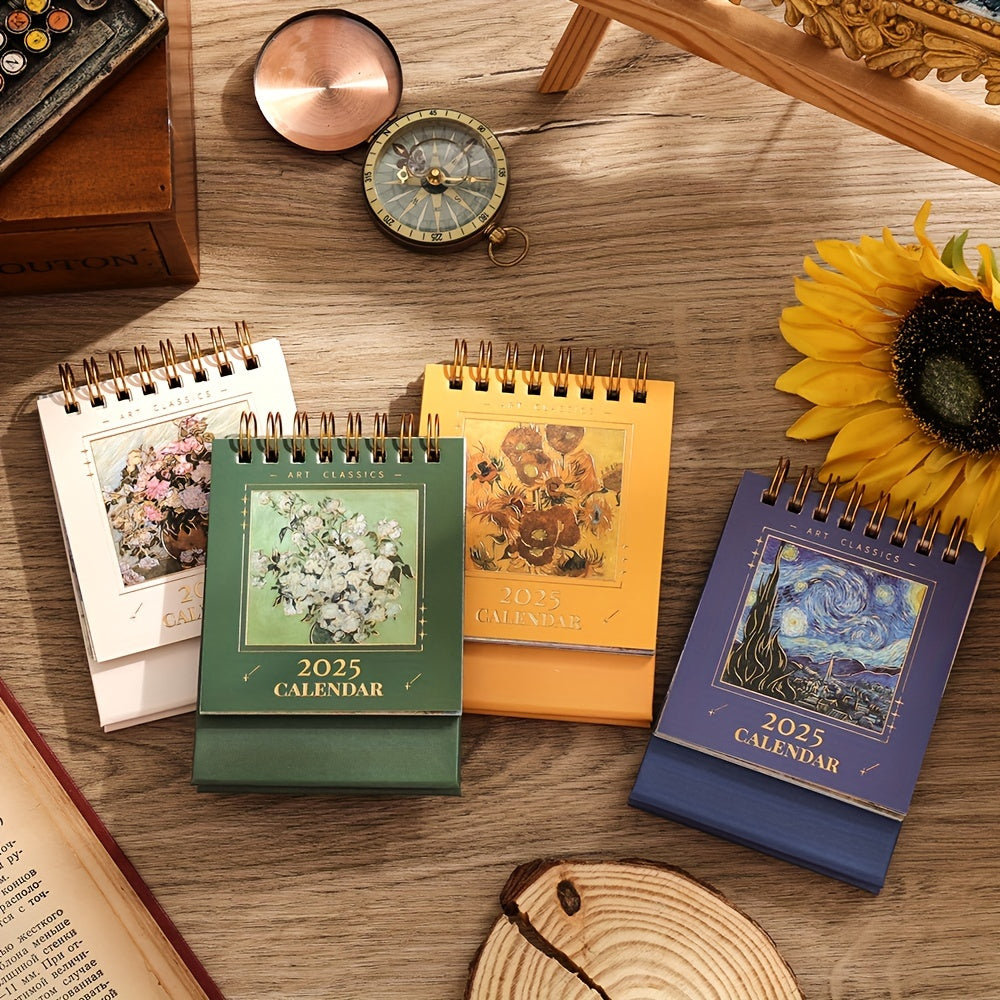 Skrivbordskalender med klassisk konstdesign